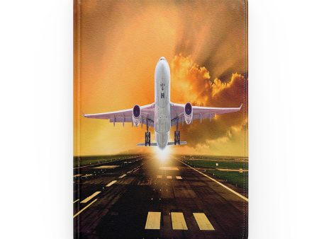 Amazing Departing Aircraft Sunset & Clouds Behind Designed Notebooks Discount