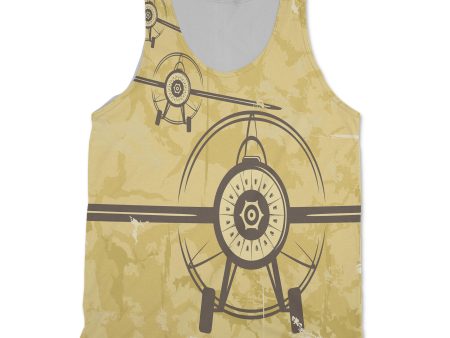 Super Vintage Propeller Designed 3D Tank Tops Hot on Sale