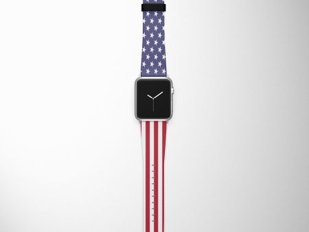 USA Flag Designed Leather Apple Watch Straps Discount