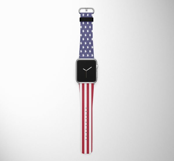 USA Flag Designed Leather Apple Watch Straps Discount