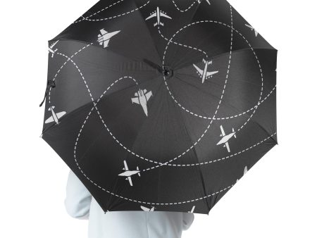 Travel The World By Plane (Black) Designed Umbrella Sale