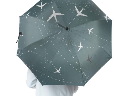 Travelling with Aircraft (Green) Designed Umbrella Cheap