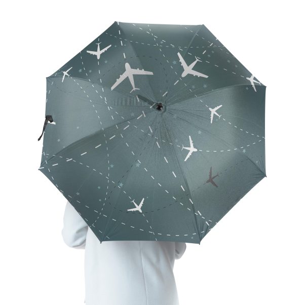 Travelling with Aircraft (Green) Designed Umbrella Cheap