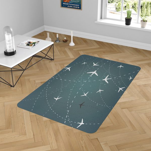 Travelling with Aircraft (Green) Designed Carpet & Floor Mats Online Sale