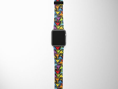 Super Colourful Airplanes Designed Leather Apple Watch Straps Online