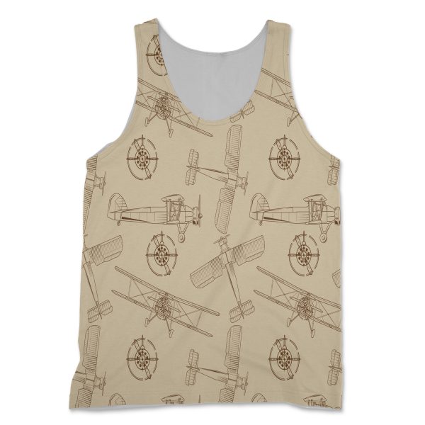 Very Cool Vintage Planes Designed 3D Tank Tops Online now