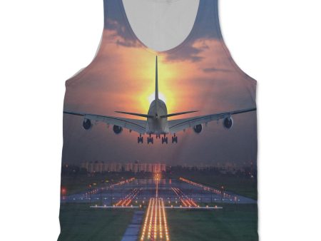 Super Boeing 747 Landing During Sunset Designed 3D Tank Tops Online Sale