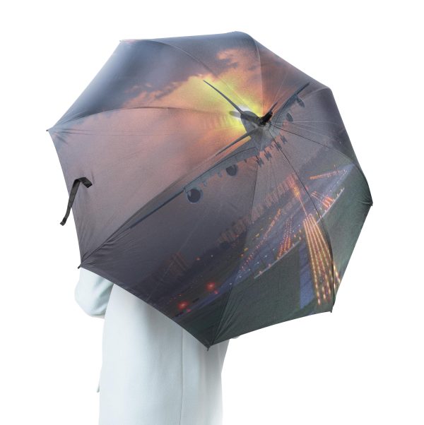 Super Airbus A380 Landing During Sunset Designed Umbrella For Sale