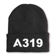 A319 Flat Text Embroidered Beanies Discount