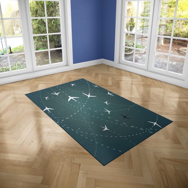 Travelling with Aircraft (Green) Designed Carpet & Floor Mats Online Sale