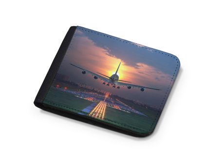 Super Airbus A380 Landing During Sunset Designed Wallets Discount