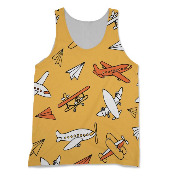 Super Drawings of Airplanes Designed 3D Tank Tops Sale