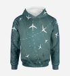 Travelling with Aircraft (Green) Printed 3D Hoodies on Sale