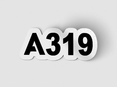 A319 Flat Text Designed Stickers For Cheap