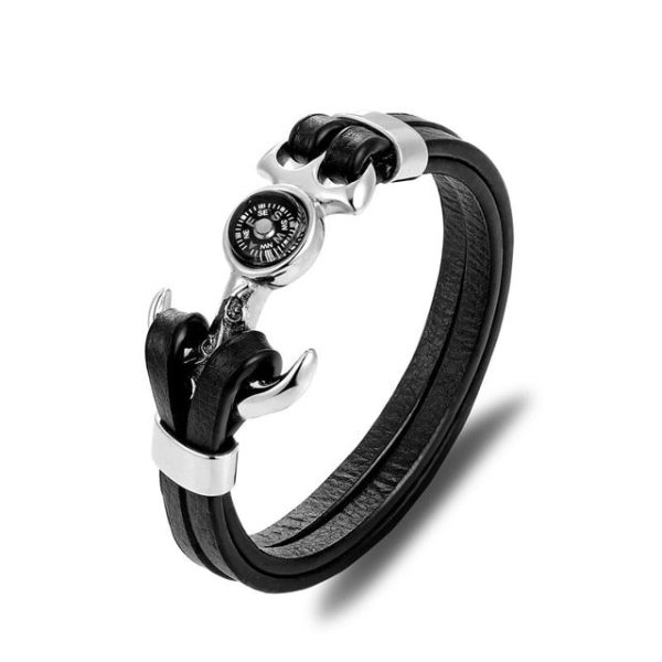 Super Leather Bracelet with Compass Hot on Sale