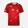 Travelling with Aircraft (Red) Designed 3D T-Shirts on Sale