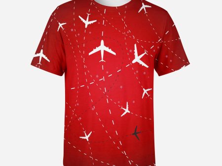 Travelling with Aircraft (Red) Designed 3D T-Shirts on Sale