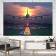 Super Boeing 747 Landing During Sunset Printed Canvas Posters (1 Piece) For Discount