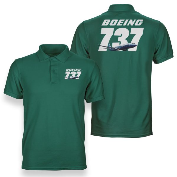 Super Boeing 737+Text Designed Double Side Polo T-Shirts Sale