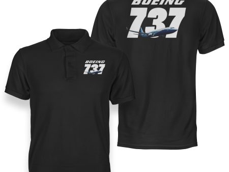 Super Boeing 737+Text Designed Double Side Polo T-Shirts Sale