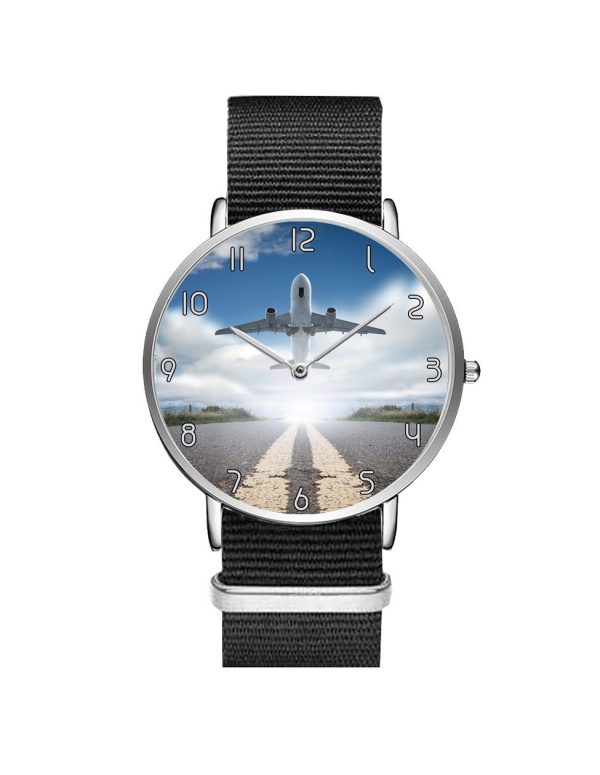 Taking Off Aircraft Printed Leather Strap Watches Hot on Sale