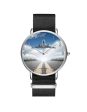 Taking Off Aircraft Printed Leather Strap Watches Hot on Sale