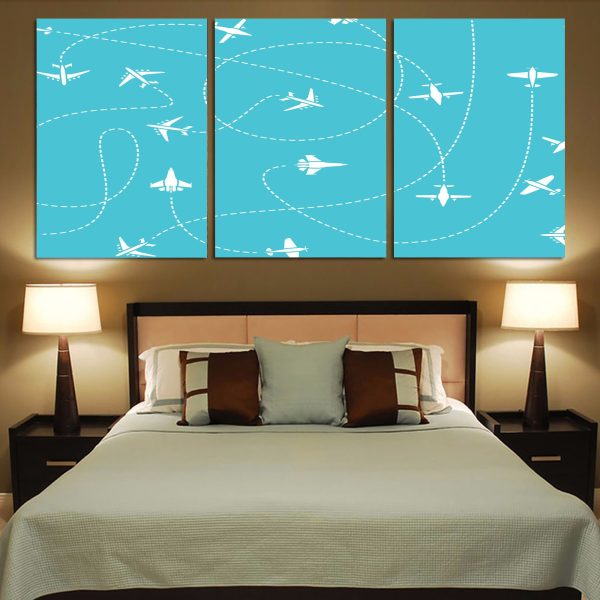 Travel The The World By Plane Canvas Posters (3 Pieces) For Discount