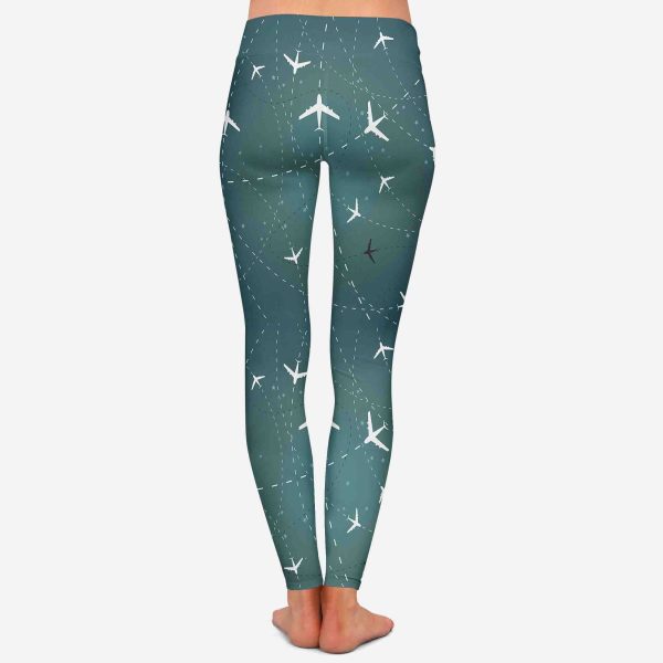 Travelling with Aircraft (Green) Designed Women Leggins For Discount