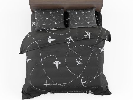 Travel The World By Plane (Black) Designed Bedding Sets on Sale