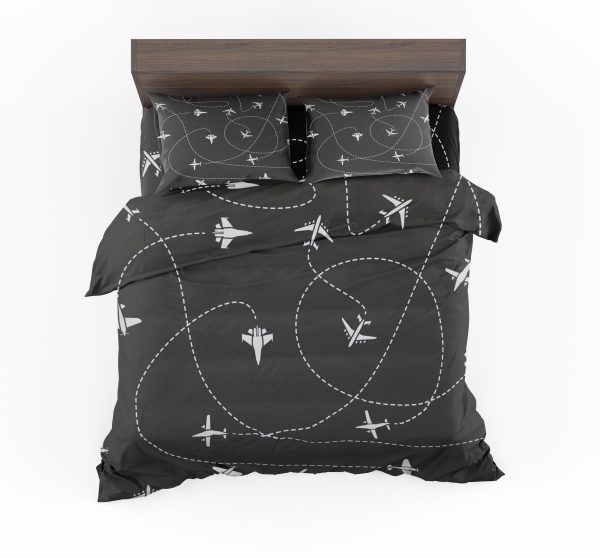 Travel The World By Plane (Black) Designed Bedding Sets on Sale