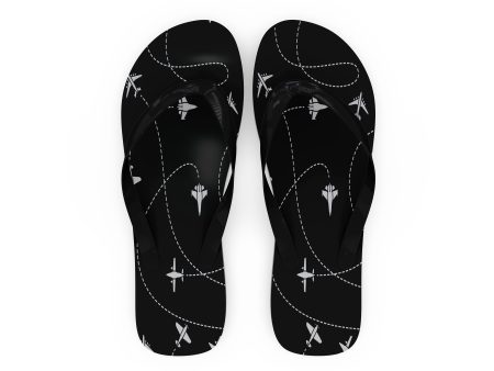 Travel The World By Plane (Black) Designed Slippers (Flip Flops) Supply