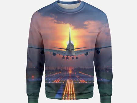 Super Boeing 747 Landing During Sunset Printed 3D Sweatshirts Online Hot Sale