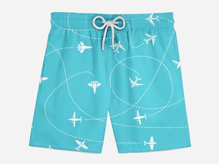 Travel The World By Plane Designed Swim Trunks & Shorts For Sale