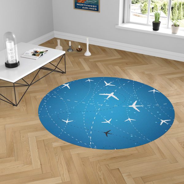 Travelling with Aircraft Designed Carpet & Floor Mats (Round) Online Sale