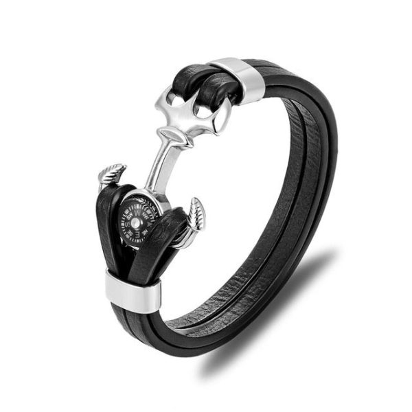 Super Leather Bracelet with Compass Hot on Sale