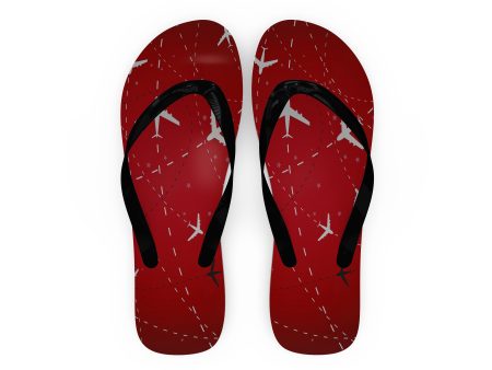 Travelling with Aircraft (Red) Designed Slippers (Flip Flops) Fashion