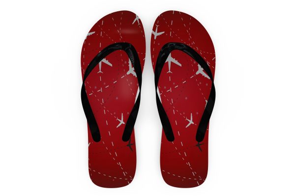 Travelling with Aircraft (Red) Designed Slippers (Flip Flops) Fashion