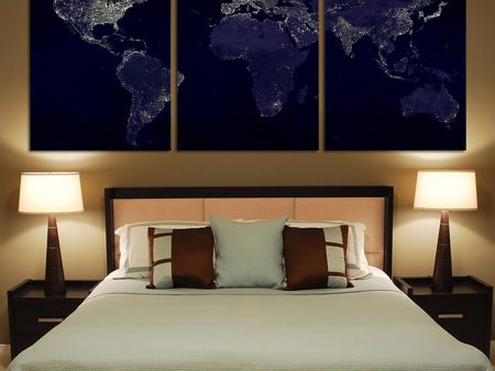 World Map From Space Printed Canvas Posters (3 Pieces) Online Hot Sale