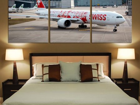 Swiss Airlines Boeing 777 Printed Canvas Posters (3 Pieces) Online Sale