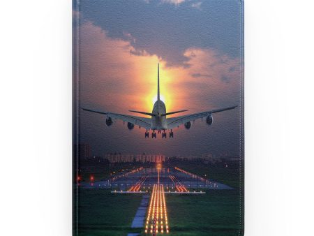 Super Airbus A380 Landing During Sunset Designed Notebooks Online now