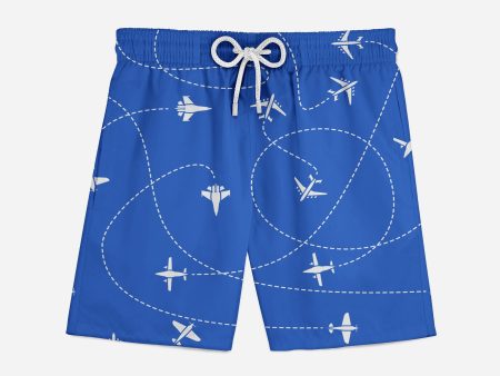 Travel The World By Plane (Blue) Designed Swim Trunks & Shorts Hot on Sale