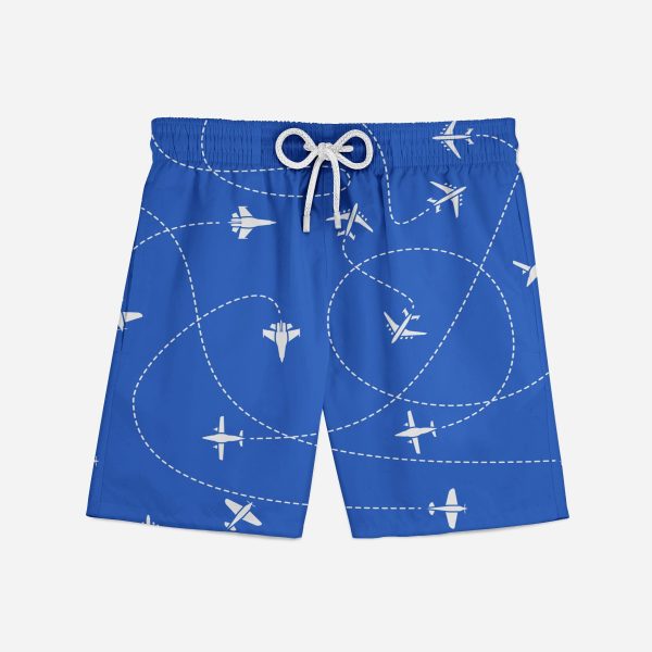 Travel The World By Plane (Blue) Designed Swim Trunks & Shorts Hot on Sale