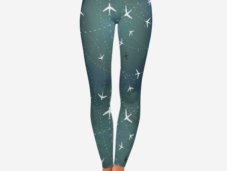 Travelling with Aircraft (Green) Designed Women Leggins For Discount