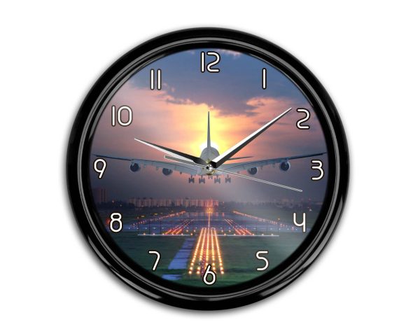 Super Boeing 747 Landing During Sunset Printed Wall Clocks Online