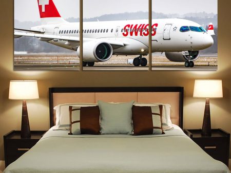 Swiss Airlines Bombardier CS100 Printed Canvas Posters (3 Pieces) Online Hot Sale