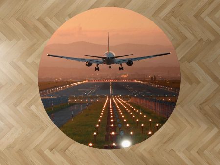 Super Cool Landing During Sunset Designed Carpet & Floor Mats (Round) on Sale