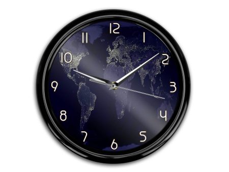 World Map From Space Printed Wall Clocks For Discount