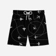 Travel The World By Plane (Black) Designed Swim Trunks & Shorts For Sale