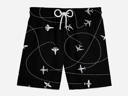 Travel The World By Plane (Black) Designed Swim Trunks & Shorts For Sale