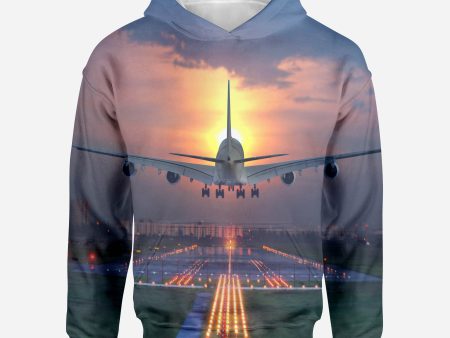 Super Boeing 747 Landing During Sunset Printed 3D Hoodies For Discount